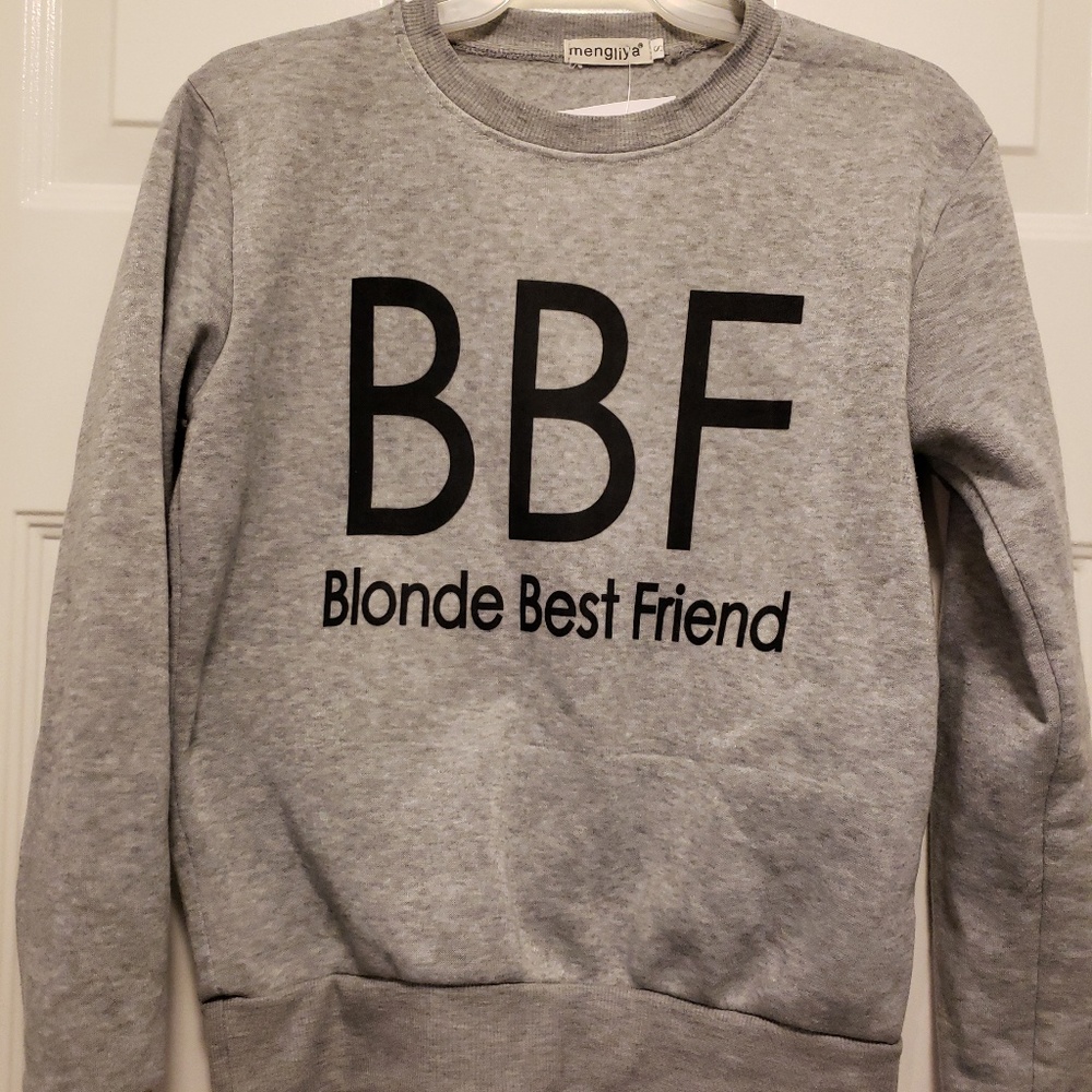 Teen Sz Sm Gray Sweatshirt BBF Blonde Best Friend